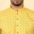 foil printed yellow roll-up sleeves short kurta
