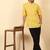 foil printed yellow roll-up sleeves short kurta
