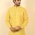 foil printed yellow roll-up sleeves short kurta