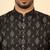 cotton blend printed black roll-up sleeves short kurta