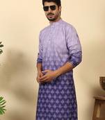 ombre printed mandarin collar straight mauve kurta 