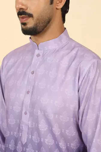 ombre printed mandarin collar straight mauve kurta 