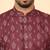 cotton blend printed maroon roll-up sleeves short kurta