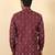 cotton blend printed maroon roll-up sleeves short kurta