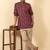 cotton blend printed maroon roll-up sleeves short kurta