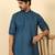 cotton blend solid denim blue short kurta