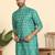 cotton blend ethnic motifs printed teal green kurta