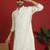 cotton silk printed cream knee length kurta