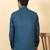 cotton blend solid denim blue short kurta
