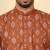 cotton blend printed rust roll-up sleeves short kurta