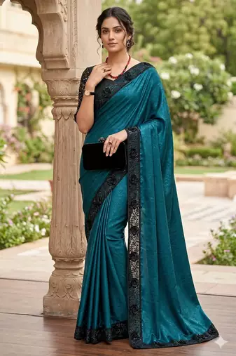 women's rangoli silk saree with detachable sleeve fancy saree