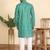 cotton blend ethnic motifs printed teal green kurta