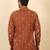 cotton blend printed rust roll-up sleeves short kurta