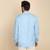 cotton blend solid sky blue short kurta