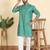 cotton blend ethnic motifs printed teal green kurta