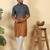 ombre printed mandarin collar straight mustard kurta 