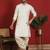 cotton silk printed cream knee length kurta