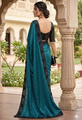 women's rangoli silk saree with detachable sleeve fancy saree 3