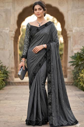  women's rangoli silk saree with detachable sleeve fancy saree