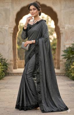 women's rangoli silk saree with detachable sleeve fancy saree 2