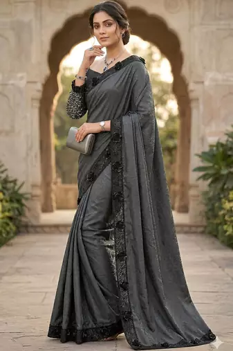  women's rangoli silk saree with detachable sleeve fancy saree