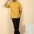 cotton blend printed yellow roll-up sleeves short kurta