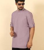 cotton blend solid mauve short kurta