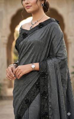  women's rangoli silk saree with detachable sleeve fancy saree 4
