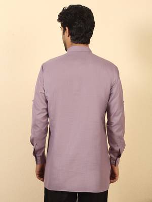 cotton blend solid mauve short kurta 2