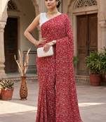 women's georgette digital printed full crushed exclusive saree