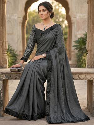  women's rangoli silk saree with detachable sleeve fancy saree 5
