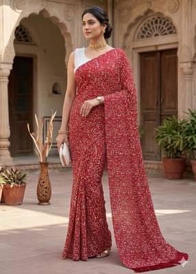 women's georgette digital printed full crushed exclusive saree 2