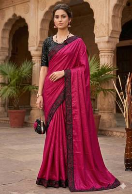 women's rangoli silk blend saree with detachable sleeve fancy saree 1