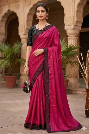 women's rangoli silk blend saree with detachable sleeve fancy saree