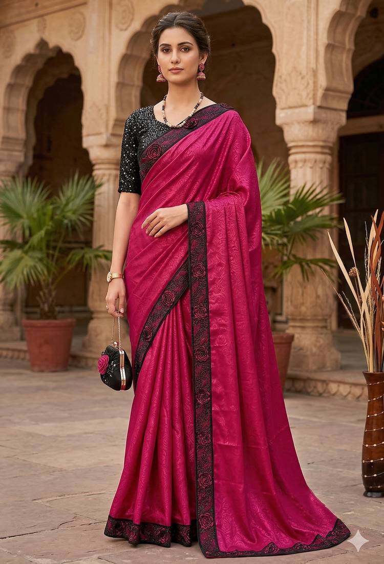 women's rangoli silk blend saree with detachable sleeve fancy saree