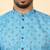 cotton blend floral printed blue roll-up sleeves short kurta