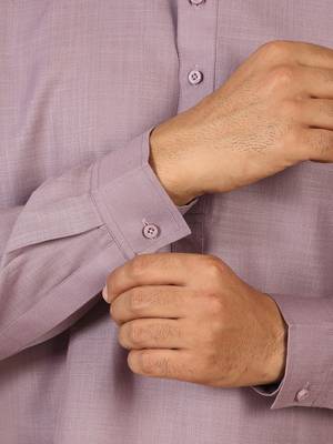cotton blend solid mauve short kurta 4