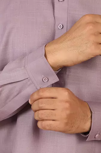 cotton blend solid mauve short kurta