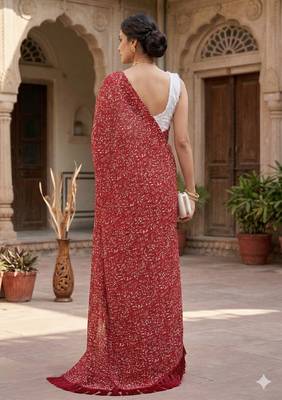 women's georgette digital printed full crushed exclusive saree 3