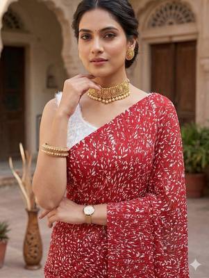 women's georgette digital printed full crushed exclusive saree 4