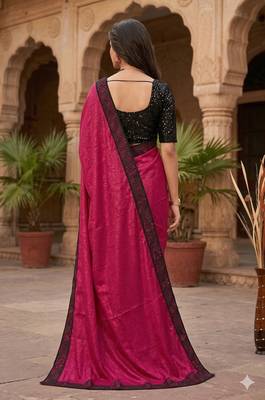 women's rangoli silk blend saree with detachable sleeve fancy saree 3