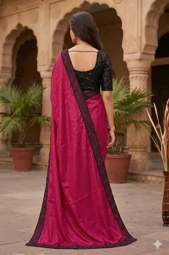 women's rangoli silk blend saree with detachable sleeve fancy saree