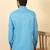 cotton blend floral printed blue roll-up sleeves short kurta