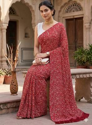 women's georgette digital printed full crushed exclusive saree 5