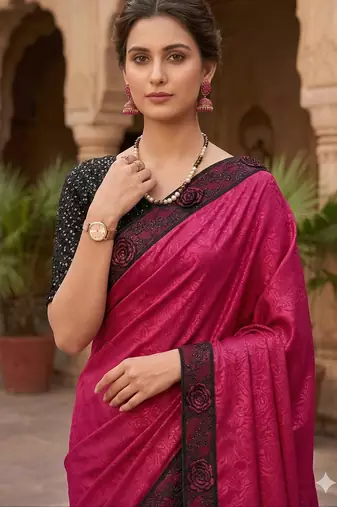 women's rangoli silk blend saree with detachable sleeve fancy saree