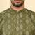 cotton blend printed olive roll-up sleeves short kurta