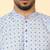 foil printed sky blue roll-up sleeves short kurta