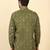 cotton blend printed olive roll-up sleeves short kurta