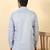 foil printed sky blue roll-up sleeves short kurta