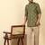 cotton blend printed olive roll-up sleeves short kurta